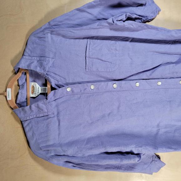 Talbots Petites Irish Linen Lilac Button Front Shirt Women Petite Size 16P - Picture 6 of 10